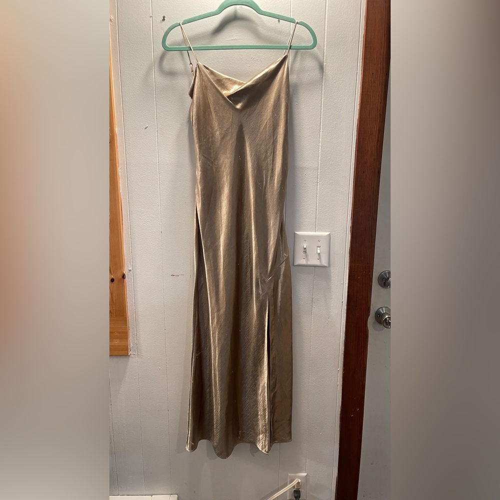 Cooper Street Gold Satin Slip Dress - Size 8